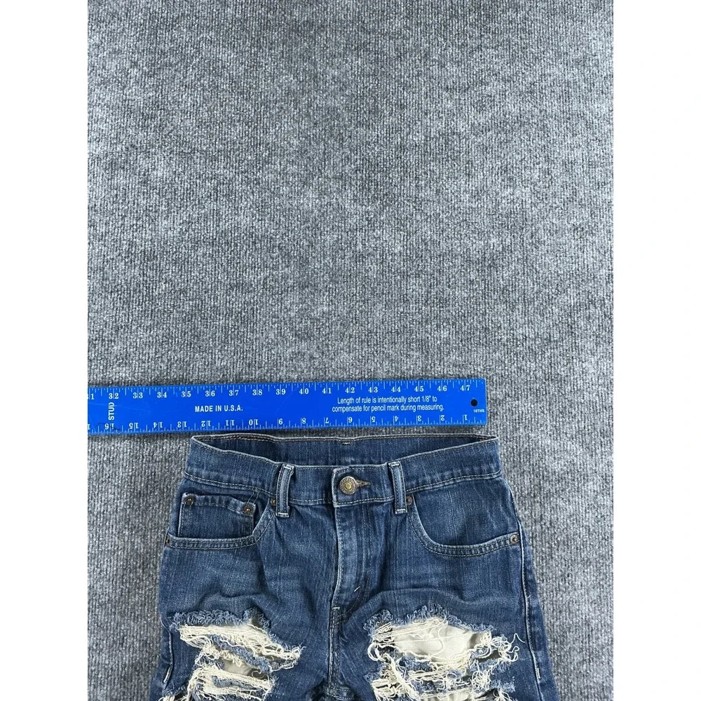Levis 511 Slim Fit Distressed Denim Shorts Medium Wash Blue 27